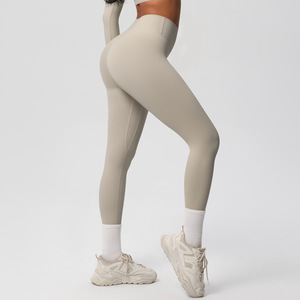 High Waist Knitted Solid Color <b>Leggings</b> <b>with</b> <b>Pockets</b> Stretchy Breathable Seamless Quick Dry Comfortable All Seasons Wear - Product Image 3