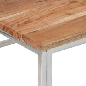 Table basse en bois d'acacia de taille moyenne avec accents en acier inoxydable argenté - Product Image 5