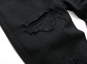 กางเกงยีนส์ทรงสลิมฟิตสำหรับผู้ชาย น้ำหนักเบา ผ้าไม่ยับ รูดเชือกผูกเอว แบบจ็อกเกอร์ สีสั่งทำได้ ทรงตรง ขาดเซอร์ๆ - Product Image 5