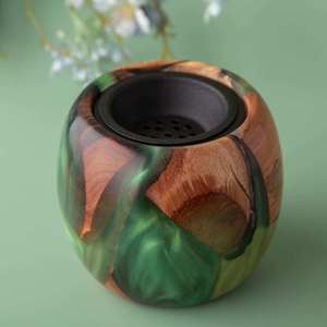 Brûleur d'encens en bambou, diffuseur aromatique en bois avec insert métallique, fait main, utilisation toute saison, aromathérapie, décoration Ramadan Eid, unique - Product Image 4
