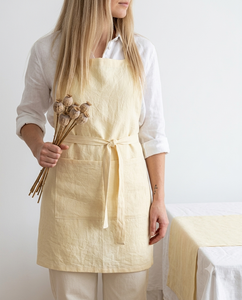 Natural Linen <b>Apron</b> Adjustable Pinafore <b>Apron</b> with Pockets Reusable Woven Kitchen <b>Cooking</b> <b>Apron</b> <b>for</b> Daily Use - Product Image 5