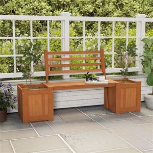 Garden Bench Planter Boxes Durable Hardwood Outdoor Benches with Faux Trees & Potted Plants Enhances Aesthetic Appeal - Product Image 3