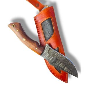 Couteaux de chasse d'extérieur avec lame en acier Damas courbée et manche au design artistique pour le camping, le bushcraft et les collectionneurs - Product Image 4