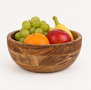 Ensaladera Artesanal de Madera de Acacia, Tazón Grande de Madera Natural Sólida para Servir Frutas y Verduras, Utensilios de Cocina y Vajilla - Product Image 4