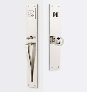 Manija de palanca doble de acero inoxidable niquelado de moda para muebles del hogar, personalizable con puerta de paso y privacidad - Product Image 1