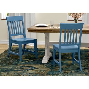 Wallace & Bay Haidel Blue Slat schienale sedie da pranzo Set di 2 - Product Image 1