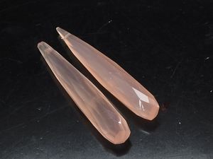 Cuentas de Calcedonia Rosa Facetadas en Forma de Gota Alargada, Aprox. 35MM de Largo, Piedra Suelta con Orificio de 0.50mm, Par de Cuentas para Joyería - Product Image 5