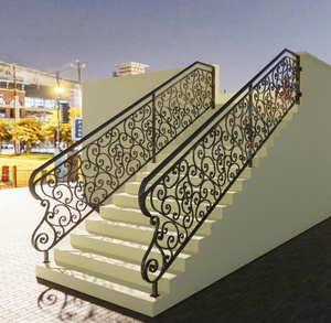 Barandillas de Hierro Forjado de Primera Calidad para Escaleras, Diseño Decorativo para Escaleras Interiores y Exteriores, Protección de Seguridad - Product Image 1