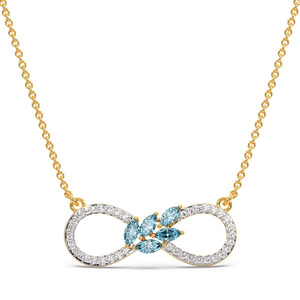 Aqua Leaf Infinity Diamond <b>Necklace</b> with Flowing <b>Blue</b> Stone Cluster and Elegant Sparkle Loop Design - Product Image 1