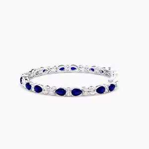 Custom Silver <b>Bangle</b> Marquise Cut White blue Moissanite <b>Diamond</b> <b>Bracelet</b> fine Jewelry for Women - Product Image 2