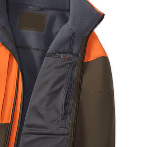 Chaqueta Bomber Softshell de Diseño Nuevo Glory, Combinación Naranja y Marrón, Personalizable con Lona Frontal de Poliéster, Alta Calidad, Resistente al Viento para Exteriores - Product Image 5