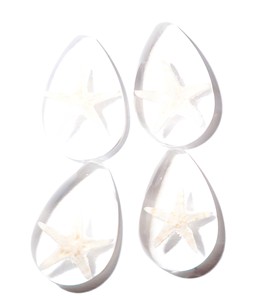 Starfish Real Specimen Plastic Cabochon Pear Shape Cut <b>Top</b> 33x22 mm Clear Flat Bottom for Crafts and Jewelry Making - Product Image 4
