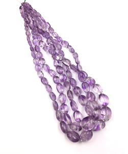 Cuentas ovaladas lisas de amatista natural para la elaboración de joyería fina, collar de piedras preciosas - Product Image 1