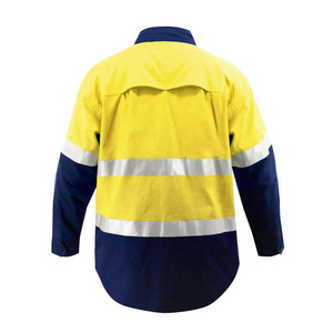 Cotton Custom Labor Protection Reflective Tape Long Sleeve High Vis <b>Construction</b> Clothing <b>Work</b> wear Safety Men Working Shirt - Product Image 3