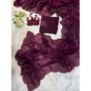 Saree tendance de créateur avec un beau bandana de style ethnique Katdana Handwork - Product Image 2