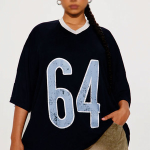 T-shirts de football américain surdimensionnés à imprimé chiffres vieillis de qualité supérieure, unisexe, respirants, en polyester, style streetwear - Product Image 4