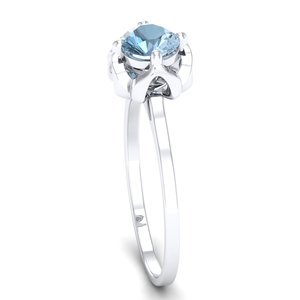 Bague de fiançailles REYES en or blanc 14 carats avec diamant pour femme, tendance, pierre précieuse aigue-marine 0,84 carat, bijoux raffinés - Product Image 3