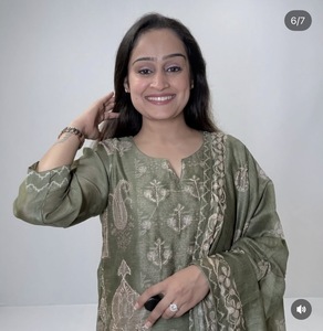 Women's Olive Green Solid Embroidered 2-Piece Loose Fit Long Kurta Dupatta Casual Wear Full Length <b>Linen</b> - Product Image 5