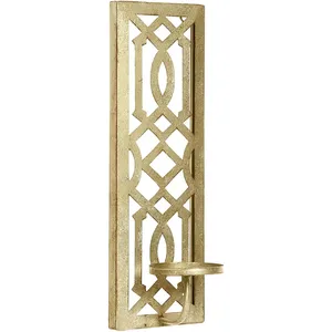 Modern Brass <b>Wall</b> Candle Holder Abstract Geometric Design Rectangle Shape Living Room Decor Multi-piece Package Christmas - Product Image 1