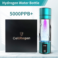 Générateur d'eau hydrogénée 2026 Best Seller 5000ppb 300ML avec charge sans fil, lumière UV-C et longue autonomie