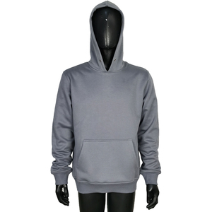 Sweat-shirt à capuche gris pour homme, en molleton, couleur unie, décontracté, pour l'automne, coupe classique, avec poche, en coton tricoté - Product Image 1