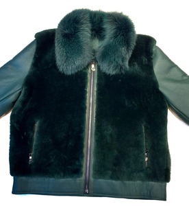 <b>Men's</b> Luxury Leather <b>Shearling</b> Winter <b>Jacket</b> Genuine Sheepskin Fur Aviator Coat Premium Warm Fashion Biker Outerwear Fit - Product Image 1