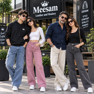 Wide Leg High Waist Denim Pants Cotton Casual Loose Fit Solid Color Breathable Spring Style Unisex <b>Jeans</b> Acid Wash Denim - Product Image 1