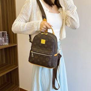 Women's Vintage <b>Lady</b> Microfiber Leather <b>Backpack</b> Letter Pattern Zip Closure Single Strap Fashion Daily Use Summer All Seasons - Product Image 1