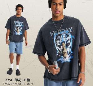 เสื้อผ้าสตรีทแวร์คุณภาพสูง ผ้าฝ้าย 100% พิมพ์ลายด้วยความร้อน น้ำหนักเบา 280 กรัม ทรงปกติ ซักย้อมแบบแอซิดวอช ตัดเย็บแบบครอป ป้องกันรอยยับ - Product Image 3