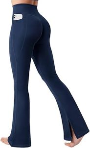 <b>Women's</b> <b>Flare</b> <b>Leggings</b> High Waisted Yoga Pants with Phone Pocket Slit Hem Fitness Wear - Product Image 5