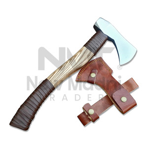 Custom Gift Forged Carbon Steel Axe Bearded Axe Rose Wood Tomahawk Real Hatchet Best Gift Premium Leather Sheath Axe - Product Image 1