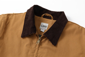 Chaqueta de lona recubierta ligera para hombre, impermeable, cortavientos, cómoda, para invierno, con diseño de capucha y logotipo personalizado. - Product Image 4