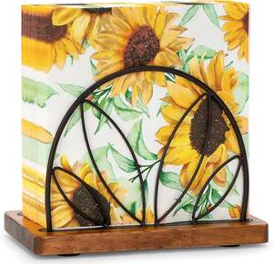 Porte-serviettes en bois pour table, support de serviettes avec base en bois pour serviettes carrées, pour cuisine, bar à cocktails, comptoir de salle à manger - Product Image 1