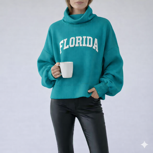 Women Oversize Long Mockneck Pullover Sweatshirt Soft Breathable Anti-shrink <b>Winter</b> Autumn Casual Relaxed Fashion Front Logo <b>Top</b> - Product Image 2