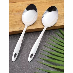 Heavy Duty Stainless Steel Serving Spoon <b>Large</b> Metal Rice Soup Spoon Commercial Restaurant Hotel Catering Kitchen Utensils Set - Product Image 1
