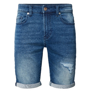Men's <b>High</b> <b>Waist</b> Straight Denim <b>Shorts</b> 100% Cotton Streetwear Classic Blue <b>Jean</b> <b>Shorts</b> Casual Summer Knee Length - Product Image 1