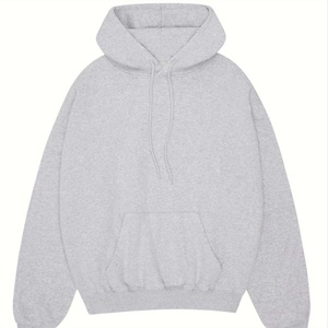 Ensemble sweat-shirt à capuche et short gris pour homme, 100% coton, coupe ample, décontracté, ensemble de survêtement d'été avec poches latérales - Product Image 1