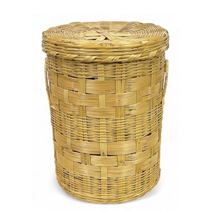 Decorative bamboo <b>basket</b> storage bin with lid functional woven bins home organizer wholesale supply - Product Image 3