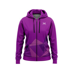 Sweat à capuche zippé pour femme, brodé, doublé en polaire polyester/coton, séchage rapide, pour le sport et les loisirs, automne, printemps, hiver - Product Image 6