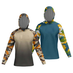 Camiseta de Pesca con Capucha de Manga Larga para Hombre, Diseño de Camuflaje Personalizado, 100% Poliéster, Secado Rápido, Protección UV UPF50+, Más Vendida - Product Image 1