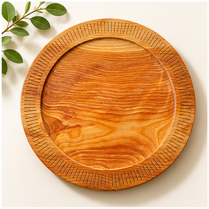 Handcrafted Rim Carved Wooden Charger <b>Plate</b> Eco-Friendly Natural Wood Serving Tray for Luxury Wedding Table <b>Decoration</b> - Product Image 5