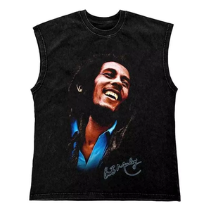 Camiseta sin mangas de punto oversize estilo streetwear para gimnasio, corte personalizado, de algodón/spandex, con cuello en V, para hombre - Product Image 2