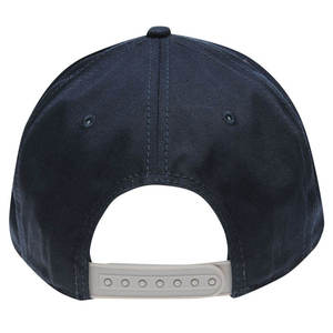 High Quality Unisex <b>Navy</b> Blue 6-Panel Snapback Cap With Tan Leather Patch Flat Brim Street Style Casual <b>Hat</b> - Product Image 5
