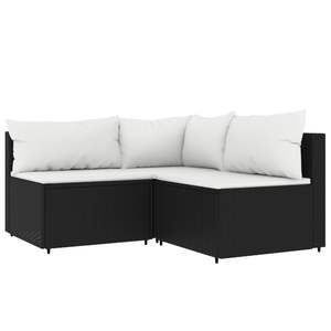 Set Lounge da Giardino in Rattan PE Nero con Piedini Regolabili, Divani da Giardino di Medie Dimensioni - Product Image 2