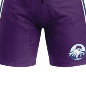 Shorts d'entraînement de hockey sur glace sublimés pour hommes, couleur violette, en polyester, avec cordon de serrage et bande latérale, pour équipes sportives, haute performance - Product Image 5
