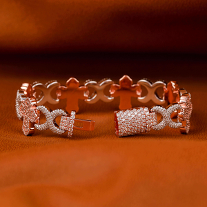Classic 925 Silver Hip Hop Rose Gold Plated Chain Link <b>Bracelet</b> Green <b>Red</b> Inlay Moissanite Stones GRA Certified Unisex - Product Image 5