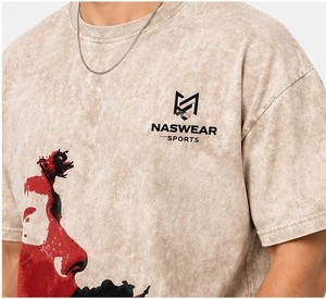 T-shirt délavé à l'acide de couleur unie, meilleur design, faible MOQ, 100 % coton, couleur personnalisée, style Hip Hop pour hommes, OEM - Product Image 6