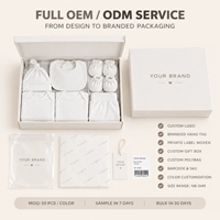 Ensemble de vêtements pour bébé, 7 pièces, layette pour nouveau-né, coton biologique 220 g/m², OEM ODM, marque privée, vente en gros pour les détaillants de boutiques