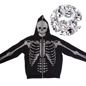 Sweat-shirts à capuche zippés unisexes décontractés pour femmes et hommes, avec strass étoiles et poches, style Y2K - Product Image 4