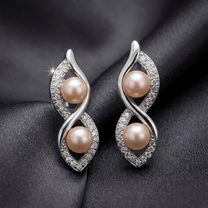 White Pearl Round <b>Earrings</b> 7mm 3 Inch Long CZ 925 Sterling Silver 18K <b>Gold</b> Plated Statement <b>Dangle</b> <b>Earrings</b> - Product Image 2